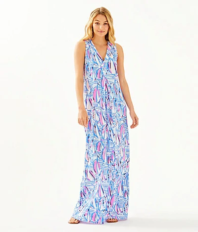 Lilly Pulitzer Amina Maxi Dress In Blue Haven Pop Up Red Right Return