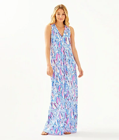 Lilly Pulitzer Amina Maxi Dress In Blue Haven Pop Up Red Right