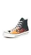 Converse Archive Prints Remixed Chuck 70 Hi Flame Print Sneakers In Black Flame