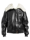 ALTUZARRA Durham Fur-Collar Buckled Leather Jacket