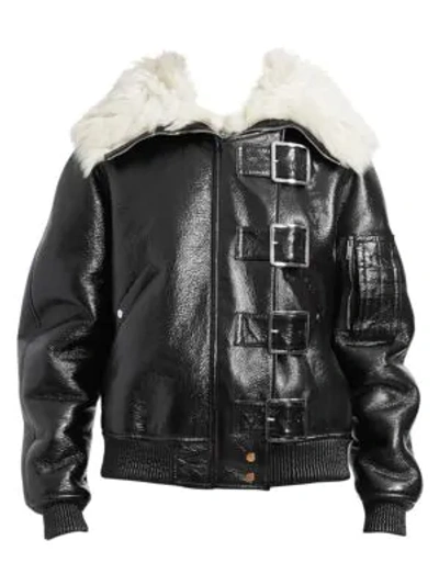 Altuzarra Durham Fur-collar Buckled Leather Jacket In Black