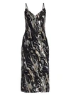BURNETT NEW YORK Metallic Wave Embroidered Slip Dress
