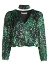 ALICE AND OLIVIA Luba Floral Jacquard Silk-Blend Blouson Top