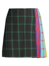 ALICE AND OLIVIA Semira Multicolour Side-Pleat Plaid Mini A-Line Skirt