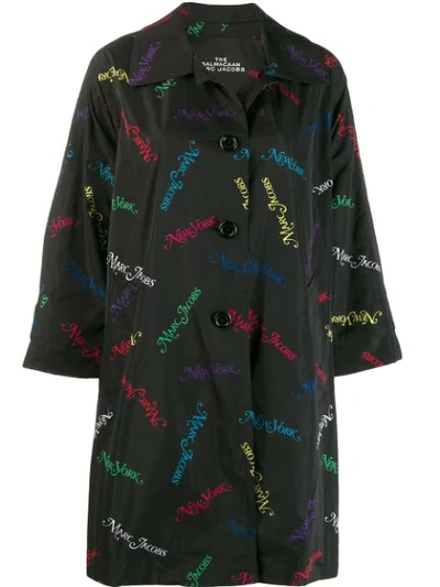 Marc Jacobs X New York Magazine Balmacaan Raincoat In Black Multi