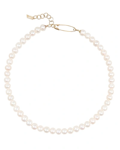 Loren Stewart Seed Pearl Safety Pin Choker In Gold