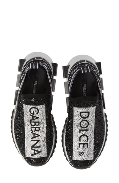 Dolce & Gabbana Sorrento Jeweled Logo Sneaker In White/ Silver