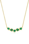 Monica Vinader Siren Mini Nugget Cluster Necklace In Yellow Gold/ Green Onyx