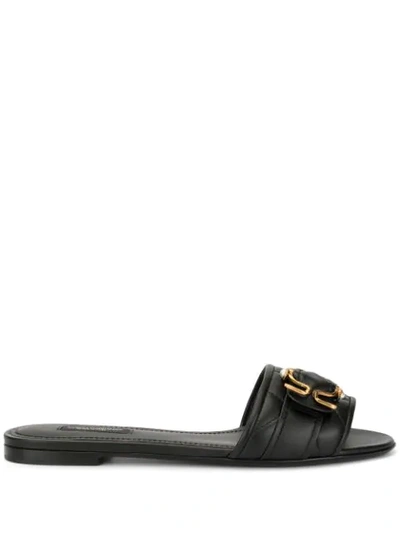 Dolce & Gabbana Quilted Slide Sandals In Black