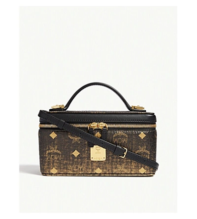 Mcm Rockstar Coated Canvas Vanity Case In Black/gold