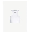 Off-white Cutaway Racer Back Cropped Vest In White Black