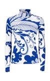 La Doublej X Mantero Marea Blu Printed Turtleneck Top In Blue