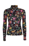 La Doublej X Mantero Babe Printed Turtleneck Top In Black