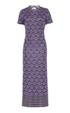 Rabanne Metallic Intarsia Knitted Midi Dress In Purple