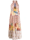 ANJUNA ANJUNA FLORAL FLARED MAXI DRESS - NEUTRALS