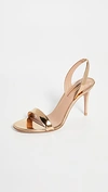 Aquazzura So Nude 85 Mirror Effect Leather Sandal In Soft Gold
