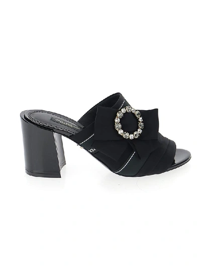 Dolce & Gabbana Keira Embellished Crepe And Satin Mules In Black