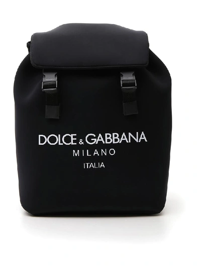 Dolce & Gabbana Logo Foldover Backpack In Black