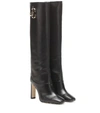 Jimmy Choo Mahesa 100 Embellished Leather Knee Boots In Black