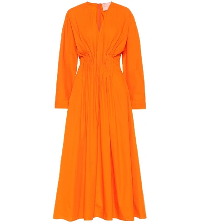 Roksanda Marola V-neck Cotton-poplin Midi Dress In Orange