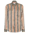 BURBERRY ICON STRIPE SILK-SATIN SHIRT,P00400025