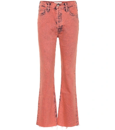 Mother Tripper High-rise Cropped Bootcut Jeans In Dark Pink