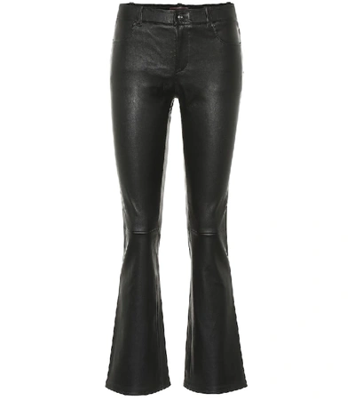 Stouls Dean Mid-rise Cropped Leather Pants In Black