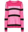 Miu Miu Open-weave Mohair Pullover In Pink