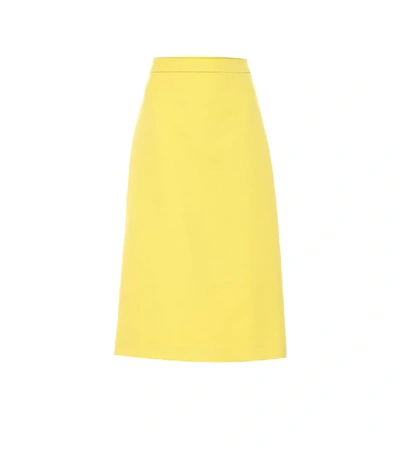 Prada Virgin Wool A-line Skirt - 黄色 In Yellow
