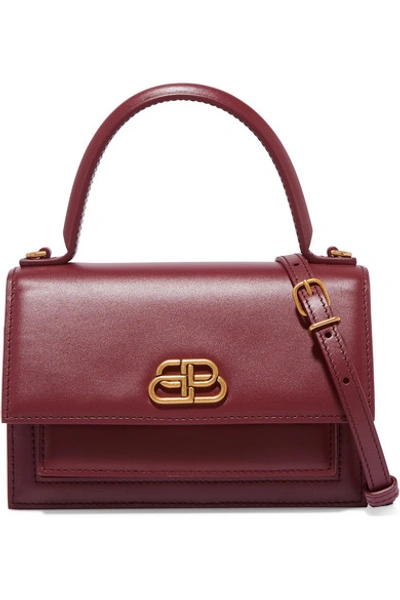 Balenciaga Xs Sharp Smooth Leather Top Handle Bag In 104 - Burgundy