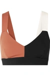 Vaara Elsa Color-block Stretch Sports Bra In Tan