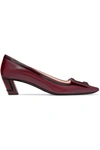 ROGER VIVIER BELLE VIVIER GRAPHIC PATENT-TRIMMED LEATHER PUMPS