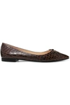 PRADA CROC-EFFECT LEATHER BALLET FLATS