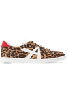 AQUAZZURA THE A LEATHER-TRIMMED LEOPARD-PRINT SUEDE SNEAKERS