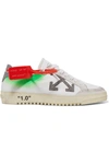 OFF-WHITE ARROW 2.0 DISTRESSED LEATHER AND SUEDE SNEAKERS