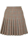 OFF-WHITE PLEATED CHECKED WOOL MINI SKIRT