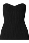 Khaite Lucie Strapless Ribbed-knit Top In Black