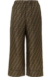 FENDI Cropped printed silk-satin pants