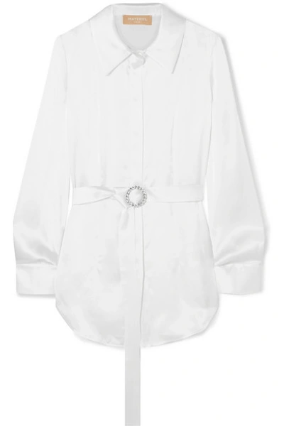 Materiel Belted Silk-satin Shirt In White