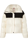 MONCLER HOODED TWO-TONE QUILTED SHELL AND JERSEY DOWN JACKET
