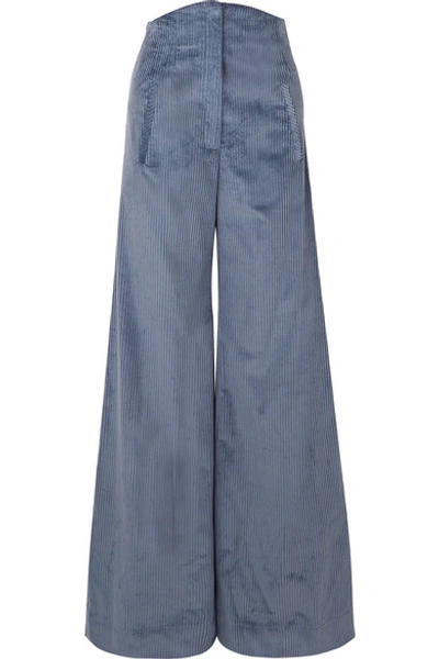 Anna Mason Bay Cotton-corduroy Wide-leg Trousers In Blue