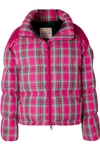 MONCLER CRYSTAL-EMBELLISHED PLAID TWILL AND SHELL DOWN JACKET