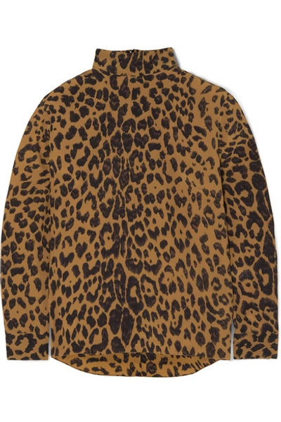 Bella Freud Radzville Leopard-print Silk Crepe De Chine Top In Brown