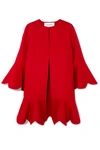 VALENTINO RUFFLED WOOL AND CASHMERE-BLEND COAT