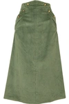 ANNA MASON RUTH STUDDED COTTON-CORDUROY MIDI SKIRT