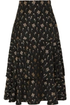 ANNA MASON CARMEN RUFFLED FLORAL-JACQUARD SKIRT