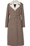 CHLOÉ BELTED CHECKED WOOL-BLEND COAT