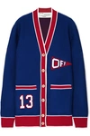 Off-white Intarsia Wool-blend Cardigan In Blue