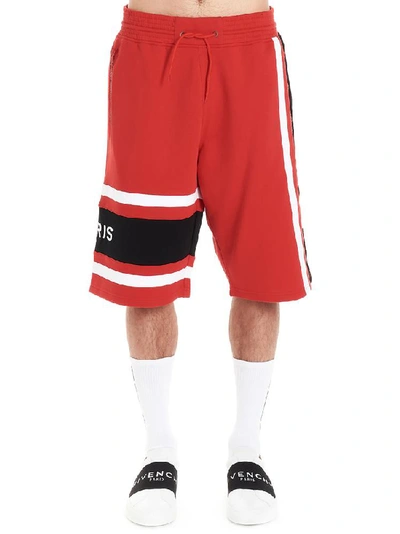 Givenchy Logo-embroidered Cotton-jersey Track Shorts In Red