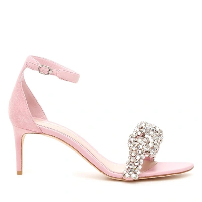 Alexander Mcqueen Crystal Knot Sandals In Pink